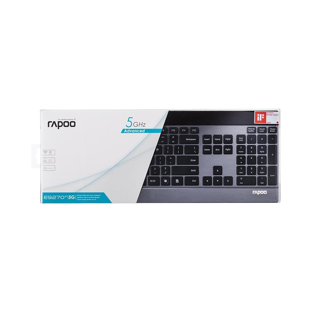 E9270P, RF Wireless, QWERTZ, Universale, Nero, Argento, Alluminio, Acciaio inossidabile, 10m - Foto 2